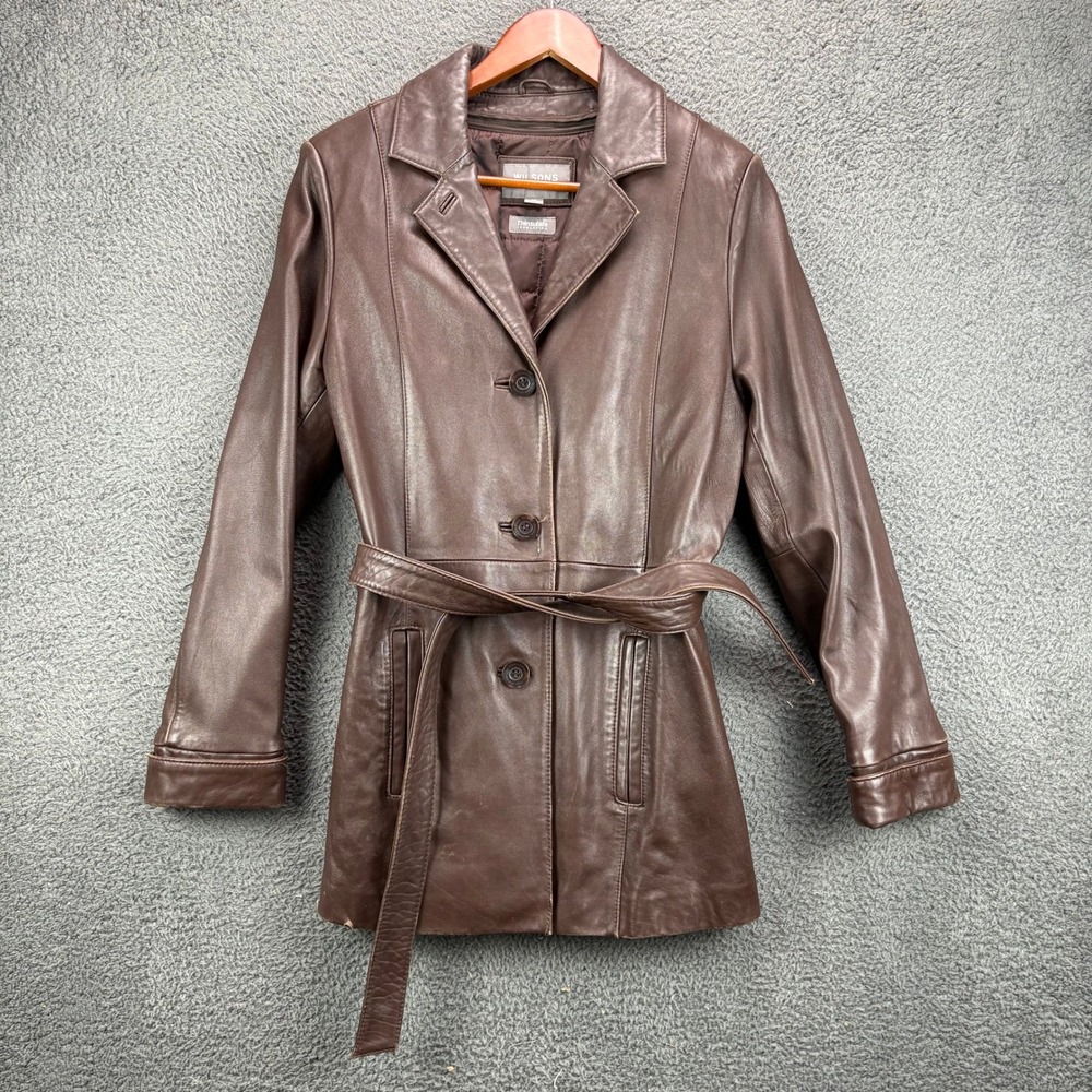 Wilsons Leather Thinsulate Belted Jacket Womens Medium Brown Mid Length Coat